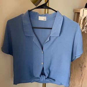 Wilfred Free Blue Tie Crop Top Blouse